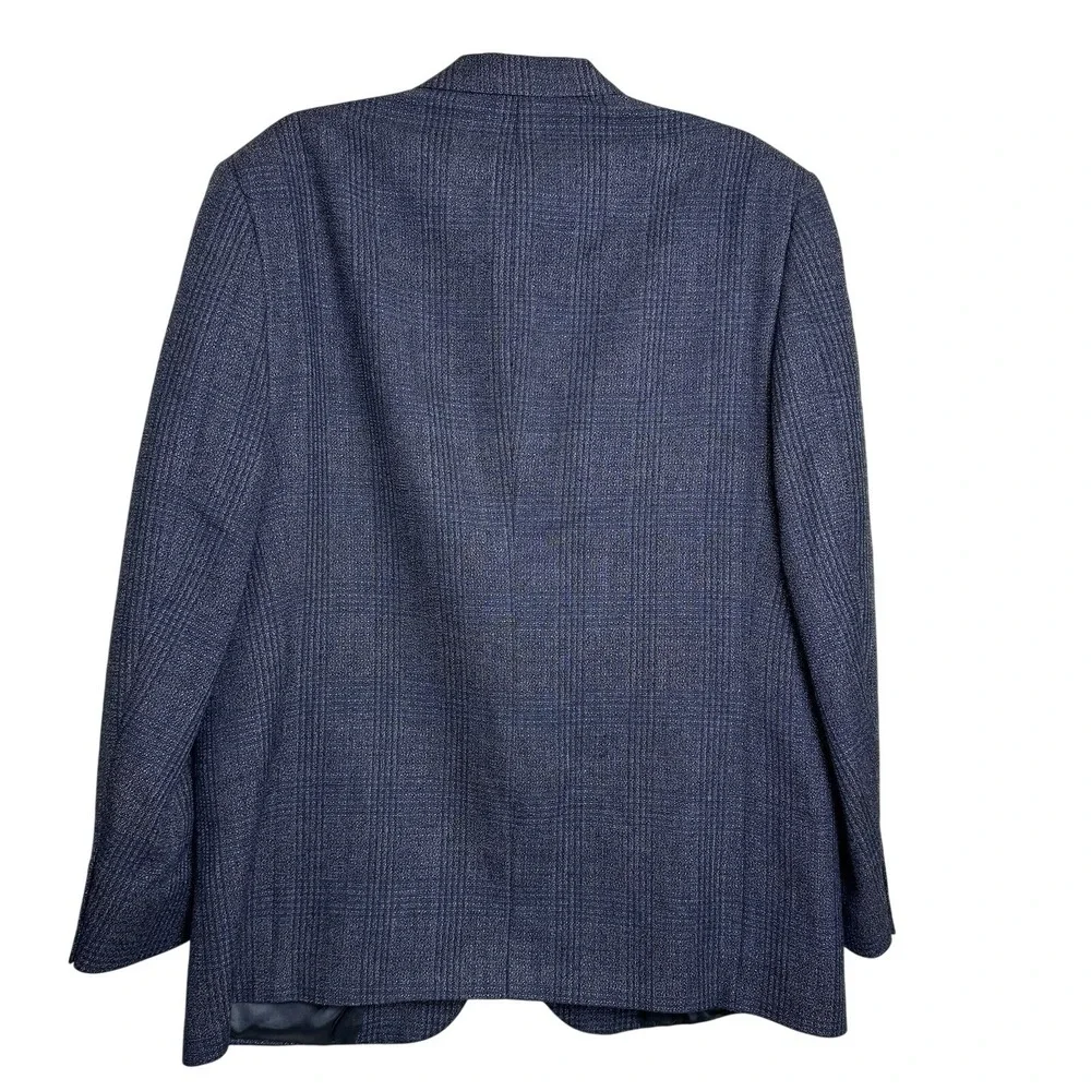 Vintage Nino Cerruti Rue Royale Plaid Blazer Sport Coat Blue‎ Gray 44R